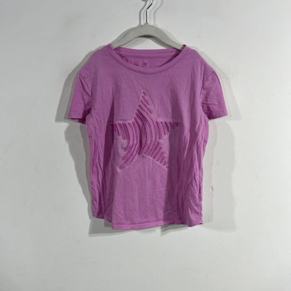 Gap Kids Pink Star Graphic T-Shirt Organically Grown Cotton Size M 8-9